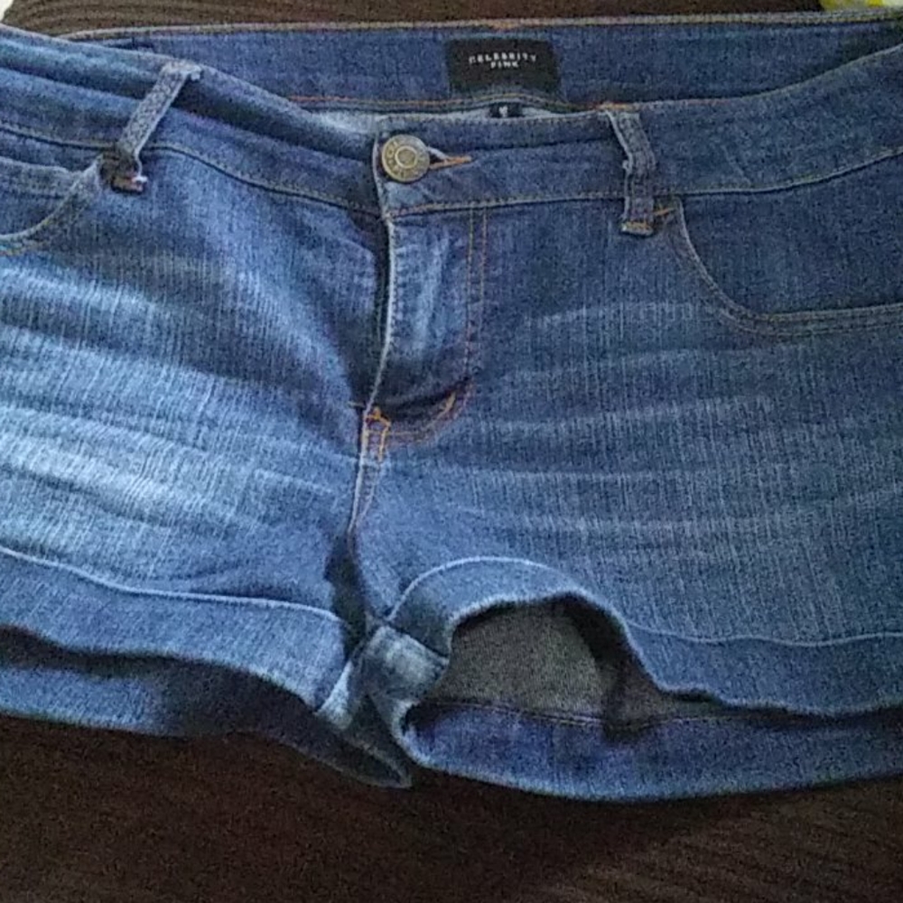 Celebrity pink jean cuffed shorts